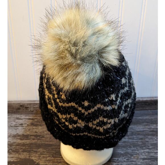 Women's Winter Fashion Hats with Pom Pom Top (set of 2) Brown/Black - Picture 3 of 7
